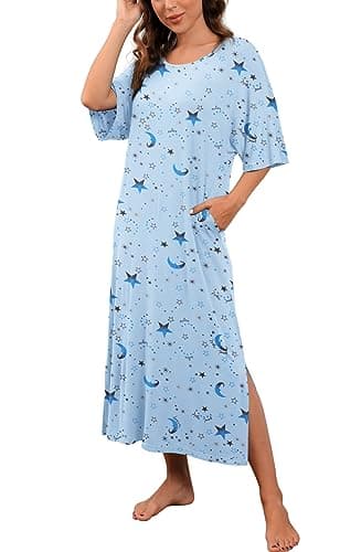 Women's Long Nightgown with Pockets