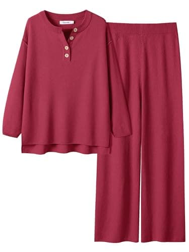 ANRABESS Women Oversized Waffle Knit Sweater Lounge Set 2025 Fall Trends