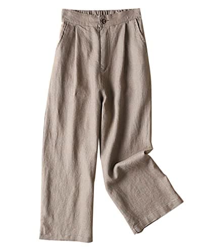 Aeneontrue Women's 100% Linen Cropped Palazzo Pants Trendy Summer Outfits