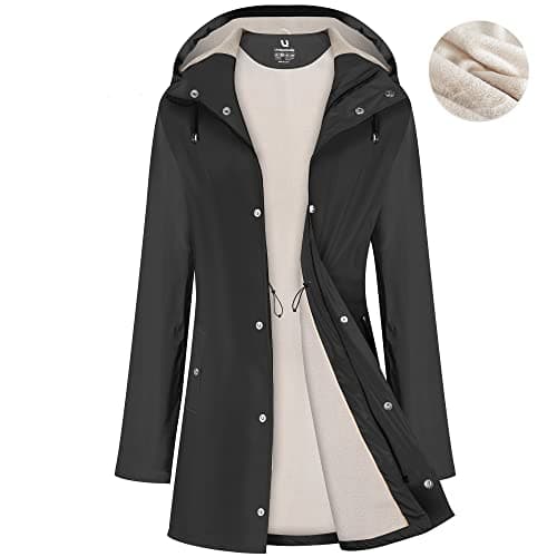 UNIQUEBELLA Women's Waterproof Long Hooded Raincoat
