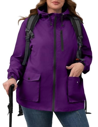 Plus Size Avoogue Womens Rain Jacket with Hood
