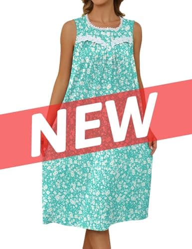 Bloggerlove Women's Sleeveless Nightgown with Pockets and Button Down Design