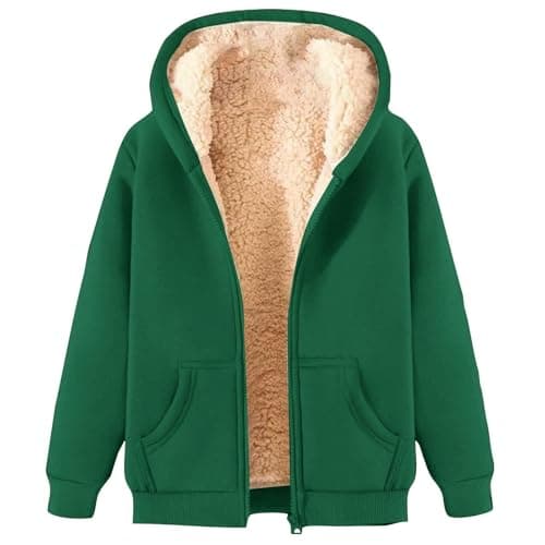 2024 Warm Women's Thick Sherpa Fleece Hoodie Full-Zip Winter Coat