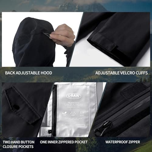 L-Rain Women's Lightweight Hooded Waterproof Windbreaker Jacket