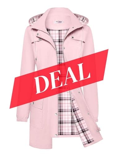 Women's Waterproof BBX Lephsnt Rain Jacket Lightweight Hooded Trench Coat