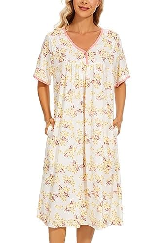 Soft Cotton Nightgowns for Women with Pockets