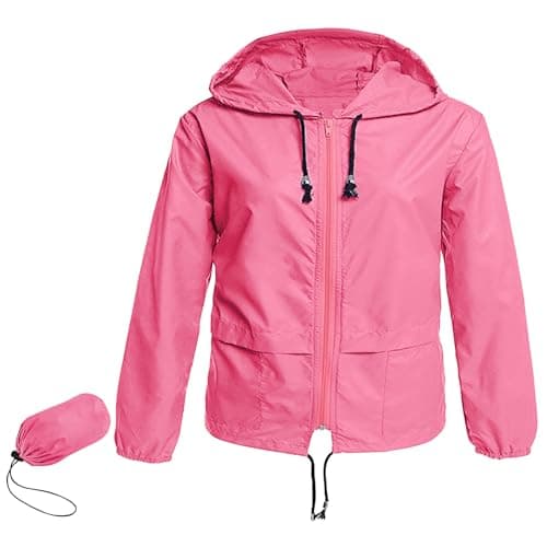 Zando Plus Size Women's Waterproof Hooded Raincoat Light & Packable