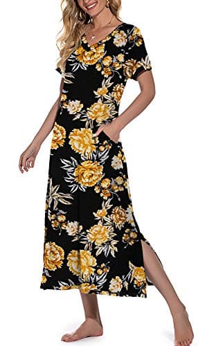 Women's Long Nightgown with Pockets