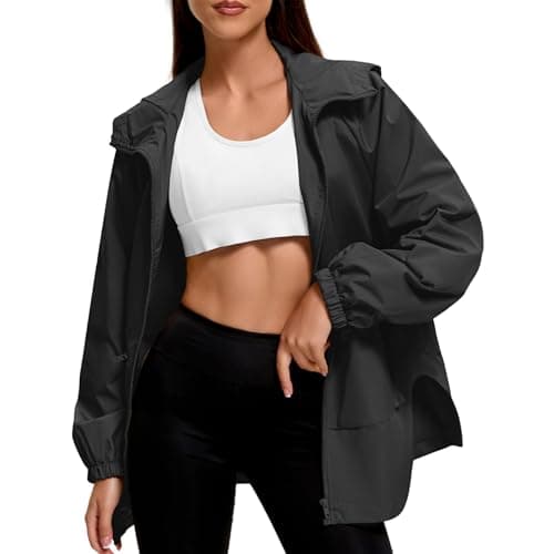 Zando Women's Waterproof Lightweight Raincoat with Hood Packable Windbreaker