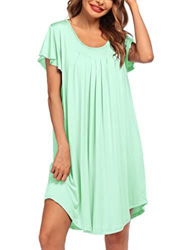 Ekouaer Women's Pleated Sleepwear Dress