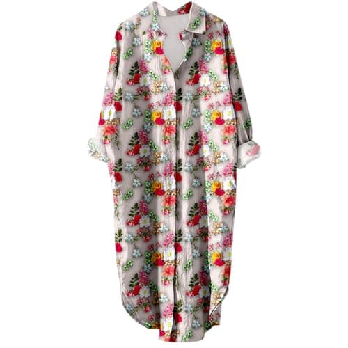 Women's Button Down Long Sleeve House Dress with Pockets - 2024 Fall Collection