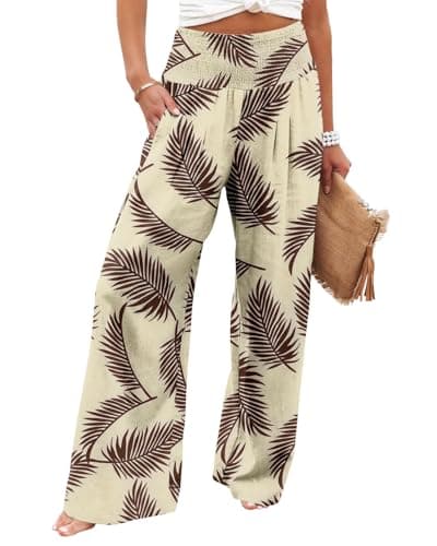 Angerella Women's High Waist Elastic Palazzo Pants with Pockets