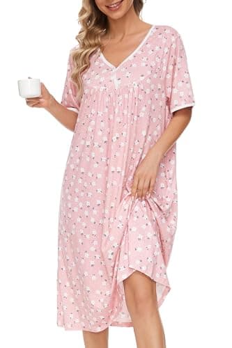 Soft Cotton Nightgowns for Women with Pockets