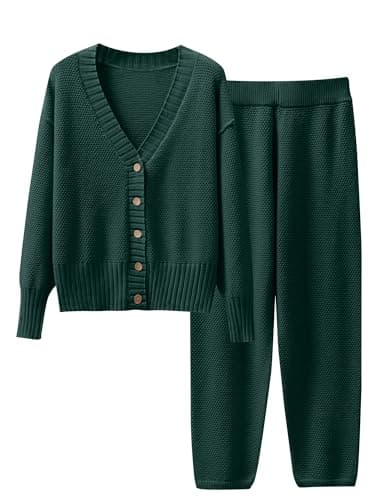 Caracilia Women's V-Neck Cardigan & Matching Pants Fall Loungewear