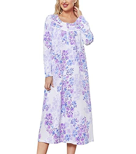 Long Sleeve Cotton Nightgowns for Women