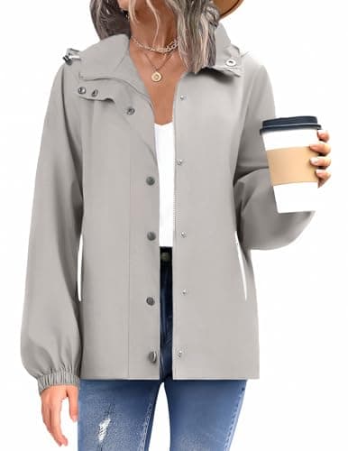 Zeagoo Women's Waterproof Rain Jacket with Hood - Lightweight Windbreaker Coated with Pockets
