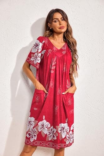 Ekouaer Women's Floral Print Mumu Dress