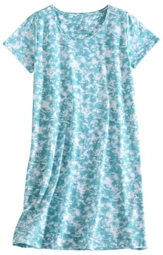 PNAEONG Women's Cotton Short Sleeve Nightgown Casual Print Sleepdress
