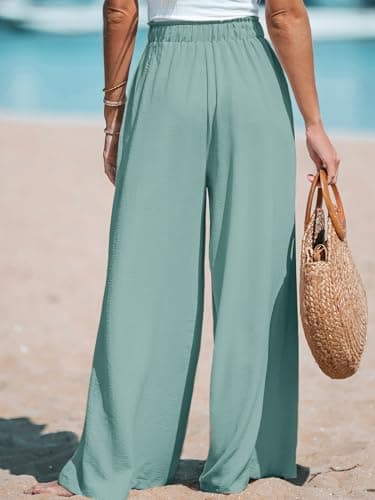 CUPSHE Women's High-Waisted Flowy Linen Palazzo Pants