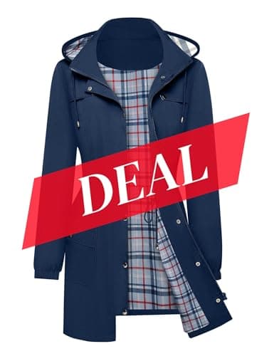Women's Waterproof BBX Lephsnt Rain Jacket Lightweight Hooded Trench Coat