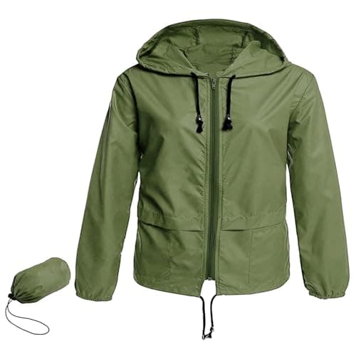 Zando Plus Size Women's Waterproof Hooded Raincoat Light & Packable
