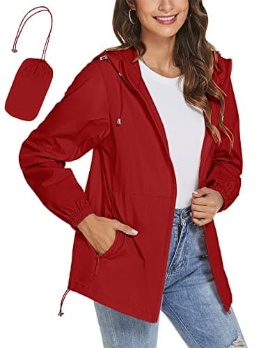 TCOT Women's Lightweight Waterproof Windbreaker Rain Jacket
