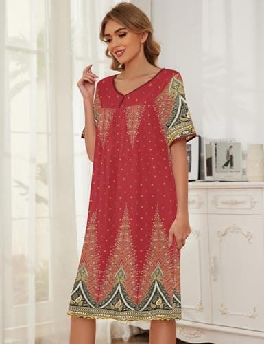 Moo Moos Floral Nightgowns for Women with Pockets