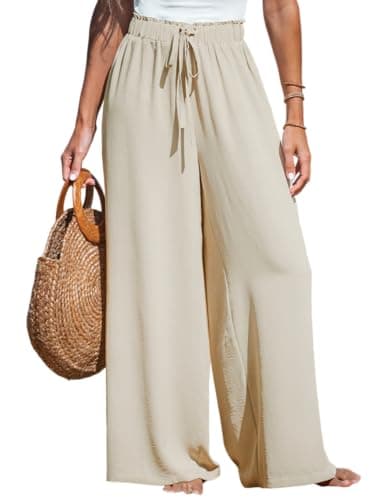 CUPSHE Women's High-Waisted Flowy Linen Palazzo Pants