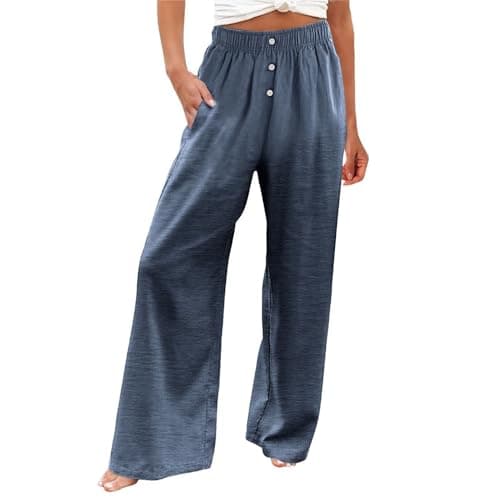Women's Casual High Waisted Wide Leg Linen Pants