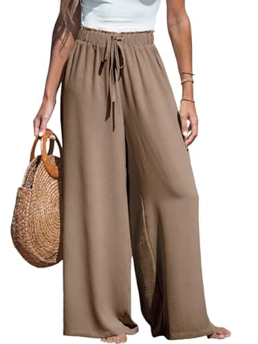 CUPSHE Women's High-Waisted Flowy Linen Palazzo Pants