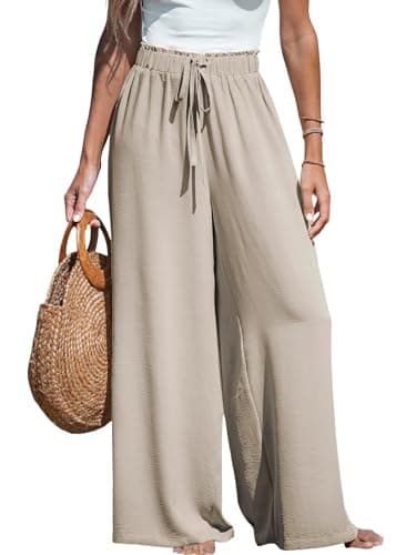 CUPSHE Women's High-Waisted Flowy Linen Palazzo Pants