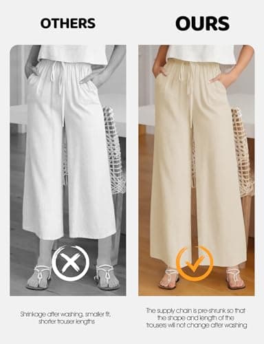 High Waisted Flowy Linen Palazzo Pants for Women Summer Comfort