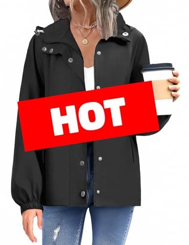Zeagoo Women's Waterproof Rain Jacket with Hood - Lightweight Windbreaker Coated with Pockets