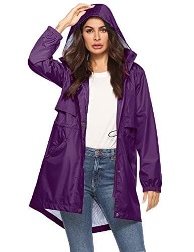 Womens Waterproof All-Weather Raincoat with Cinch Waist