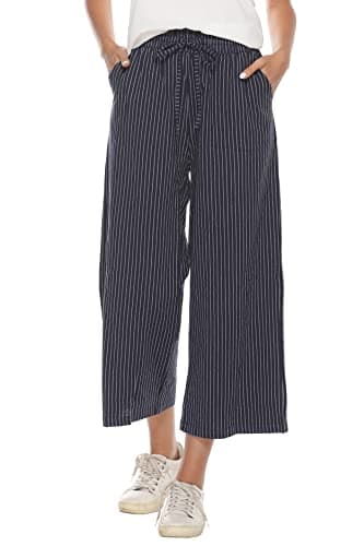 BCOFUI High-Waisted Linen Wide Leg Beach Pants