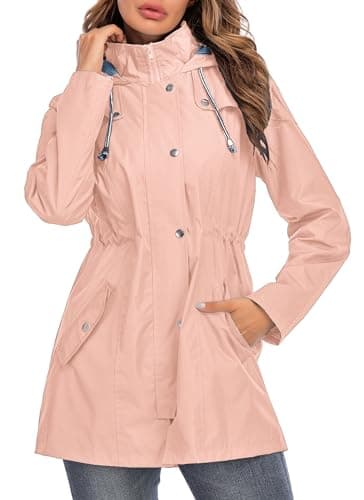 Kikibell Women's Striped Hooded Raincoat