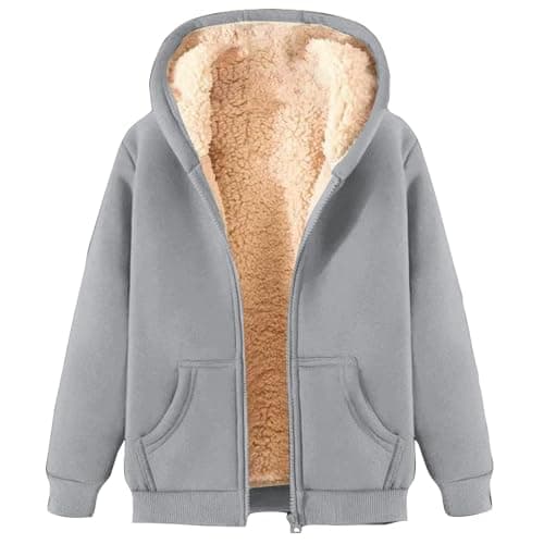 2024 Warm Women's Thick Sherpa Fleece Hoodie Full-Zip Winter Coat
