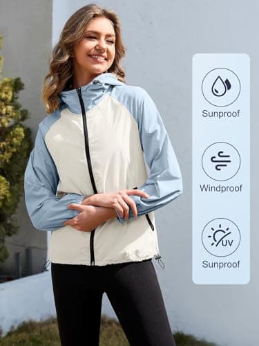 PITINAN Women's Waterproof Packable Rain Jacket with Hood S-XXL