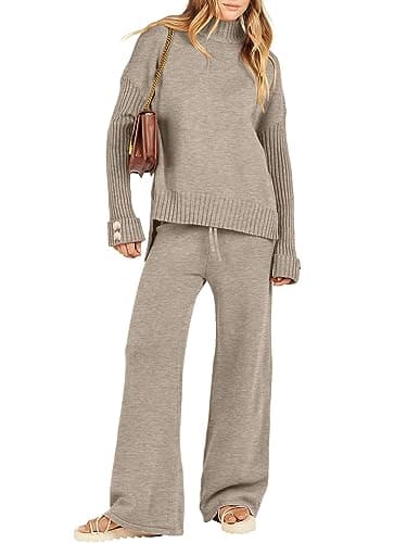 Caracilia Women's 2-Piece Fall Sweater Set & Wide Leg Pants Travel Fashion