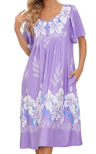 Women's Short Sleeve House Dress with Pockets