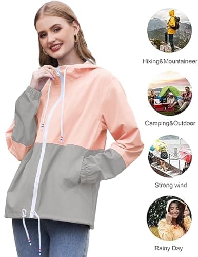 SoTeer Women's Waterproof Hooded Raincoat S-XXXL