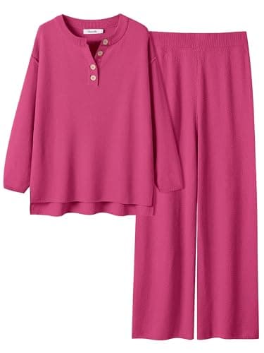 ANRABESS Women Oversized Waffle Knit Sweater Lounge Set 2025 Fall Trends