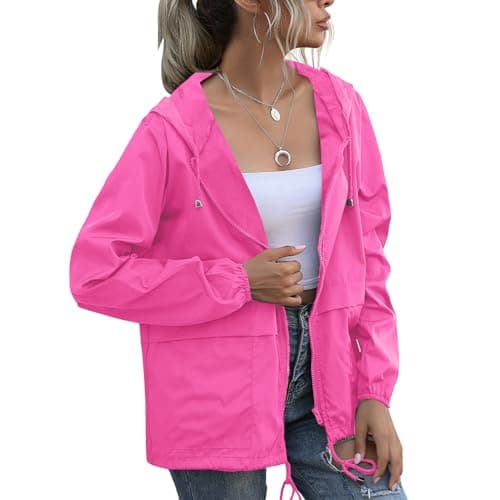 PESION Women's Waterproof Raincoat with Hood and Pocket