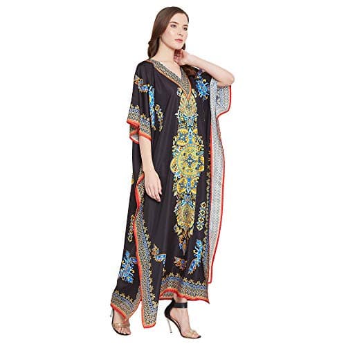 Oussum Plus Size Long Maxi Polyester Kaftan Gown for Casual Beach Party