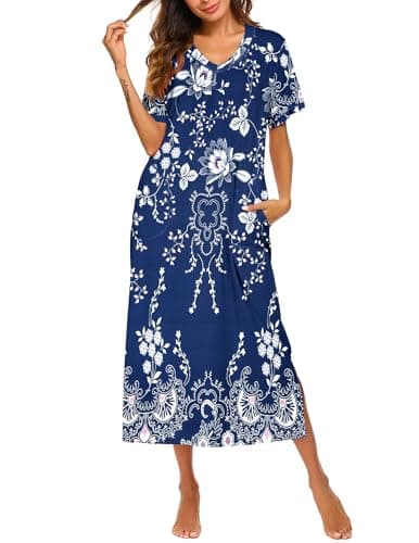 Ekouaer Women's Full-Length Short Sleeve Nightgown