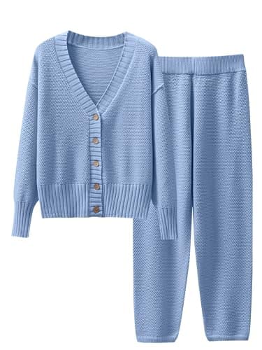 Caracilia Women's V-Neck Cardigan & Matching Pants Fall Loungewear