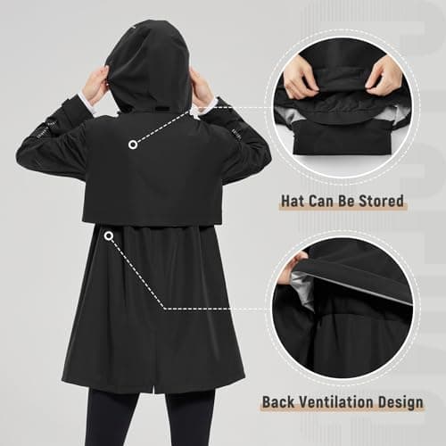 Baleaf Women's Hooded Long Rain Coat - Waterproof & Lightweight