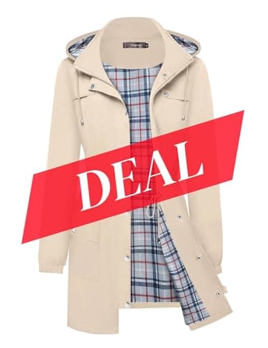 Women's Waterproof BBX Lephsnt Rain Jacket Lightweight Hooded Trench Coat