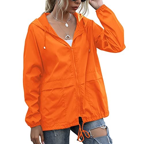 PESION Women's Waterproof Raincoat with Hood and Pocket
