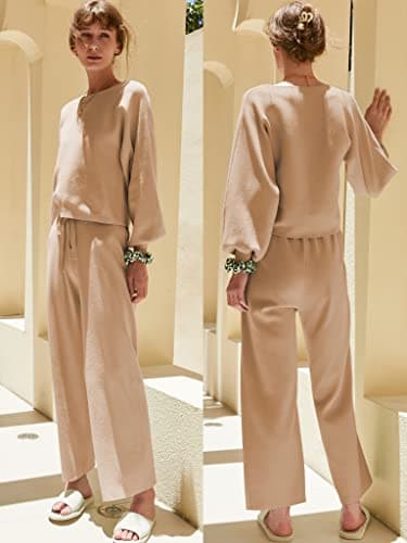 Ekouaer Women's Cozy Long Sleeve Knit Lounge Set